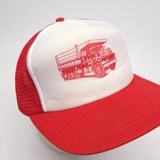 Lynns Trucking Company Hat Cap Dump Truck Snapback Mesh Foam Trucker Red Vtg