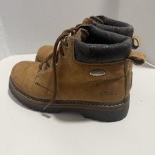 VTG Skechers Jammers Boots Womens Sz 7.5 Brown Suede Grunge Y2K Chunky 7924