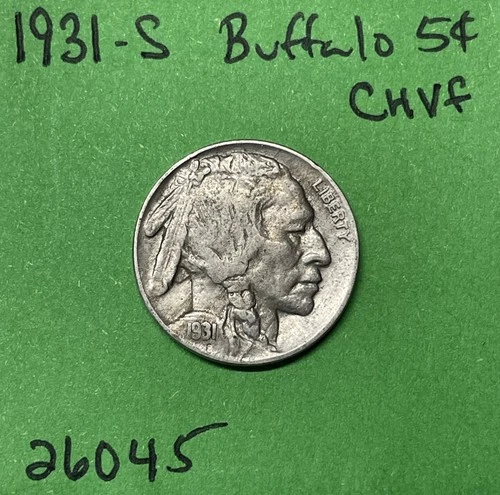 1931 S Buffalo / Indian Head Nickel 5c Vf Very Fine