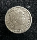 Rare Beautiful 1907-D U.S. Barber Dime (SILVER) KM 113
