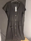 Women's Summer Midi Dress Size L V Neck Short Sleeve Pockets Casual | OUGES