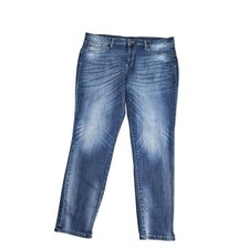 Faded Glory Womens 16 Blue Medium Wash High Rise Straight Stretch Denim Pants