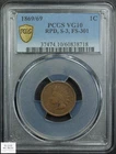 1869/69 S-3 FS-301 RPD Repunched Date Indian Head Cent 1C 1869/9 PCGS VG 10