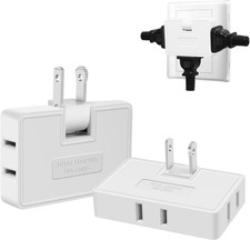 3 Way Flat Wall Outlet Extender Adapter- 2 Pack 180 Degrees Rotatable Flat Plug