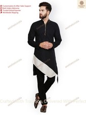 Traditional Cotton Solid Pathani Kurta Mens Designer Kurta With Pyjama
