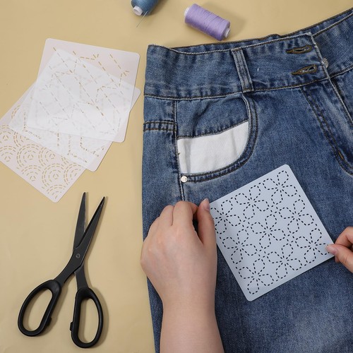 Handnves 30 pièces pochoir Sashiko en plastique 4,7 x 3,94 x 0,47 pouces, blanc - Photo 5/7