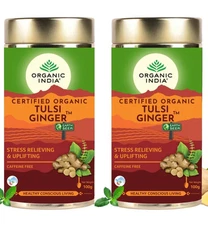 Organic India Tulsi Ginger Tea - 100g (Pack of 2) free shipping world wide
