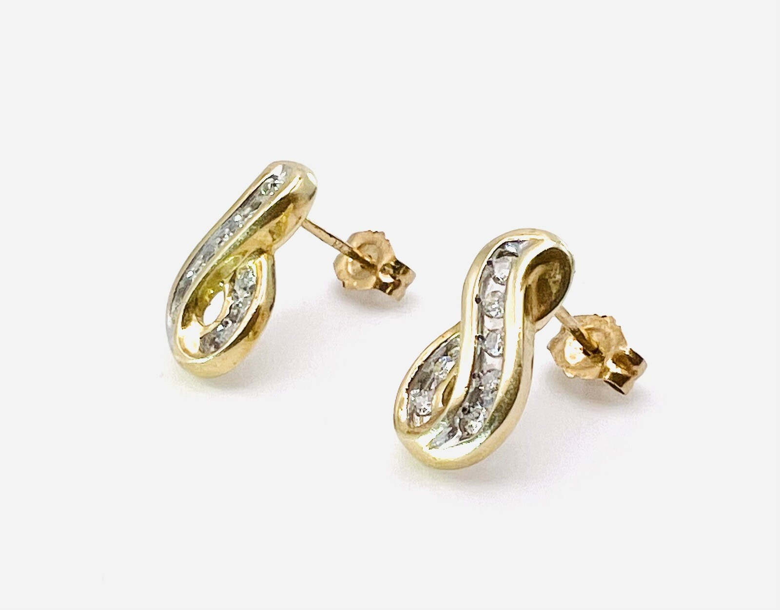 10k Solid Yellow Gold Diamond Infinity Swirl Geom… - image 9