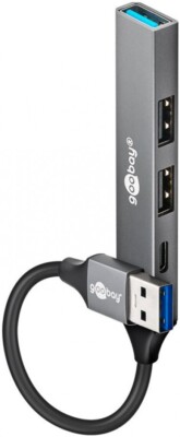 Slim 4-Port USB-Hub, USB-A auf USB-C /USB-A, 5 Gbit/s,  0.1 m