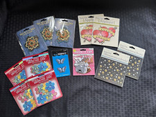 Lot of Iron-On Appliques  Flowers Dogs Rhinestones Hearts  Butterflies - New