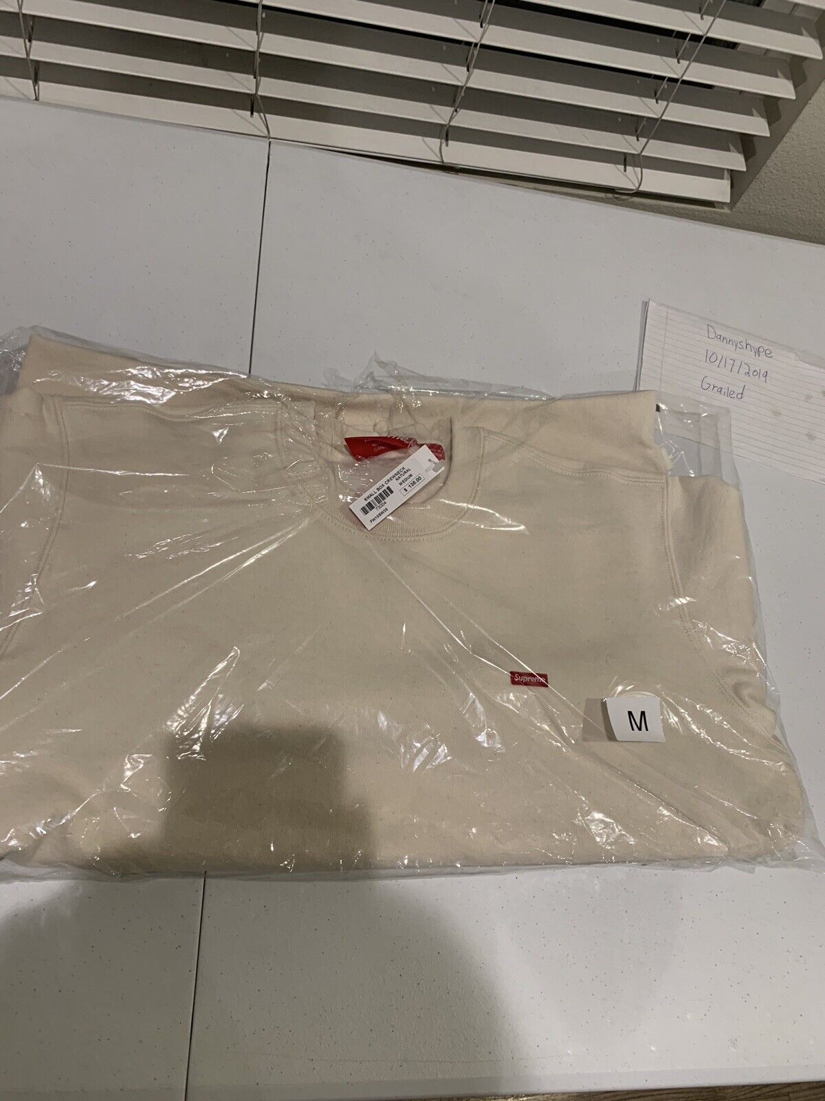 Supreme Natural Small Box Logo Crewneck Size Medium