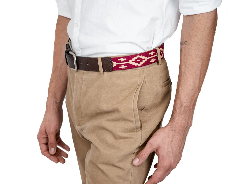 Cinturón Polo Tejido Hecho a Mano Ligero Cuero Curtido Vegetal Cinturón Polo Unisex Foto 2 de 4