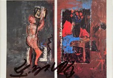 Georg Baselitz signiert Kunst Karte original Unterschrift Autogramm signed