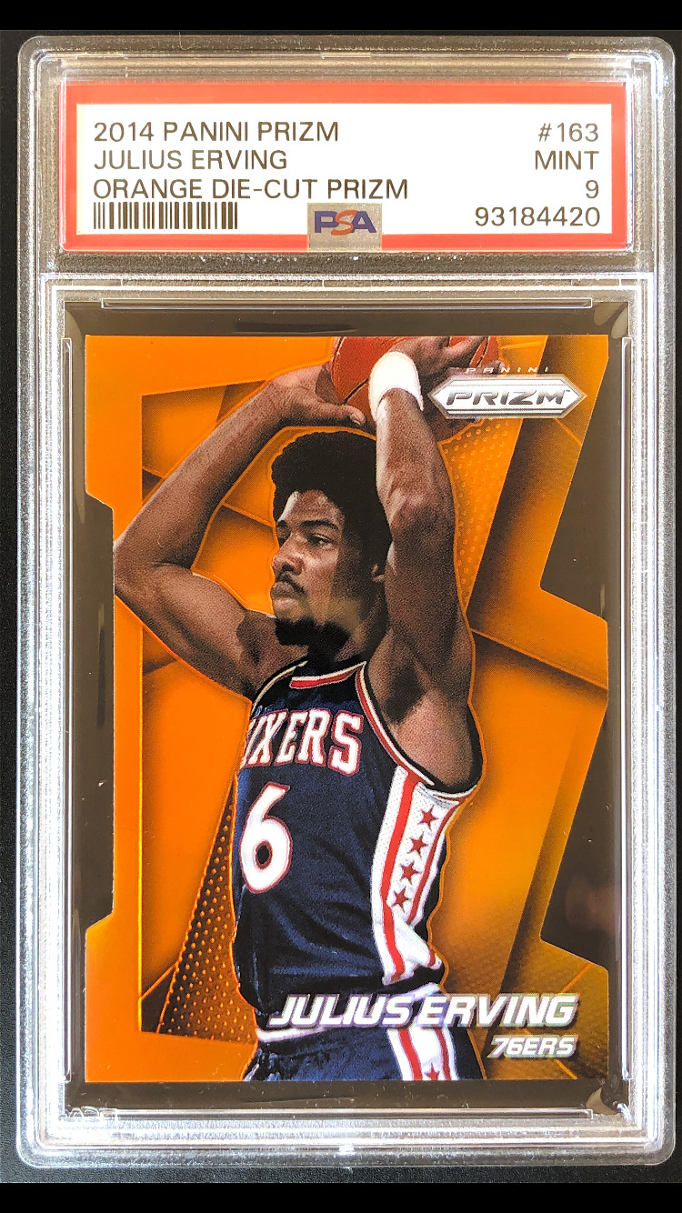 2014 Panini Prizm Julius Erving Orange Die-Cut Prizm #163 PSA 9 Mint /139