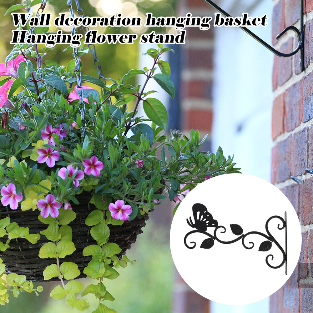 Metal Hanging Flower Plant Basket WallMounted Flower Pot Support