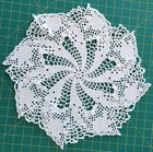 40 cm Diameter, White Cotton Spiral Round Hand Crocheted Doily, Vintage, Large