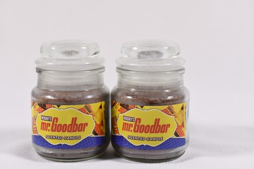 2 Small Mr. Goodbar Chocolate Bar Scented Candle Hersheys Glass Jar Brown Wax - 第 1/3 張圖片