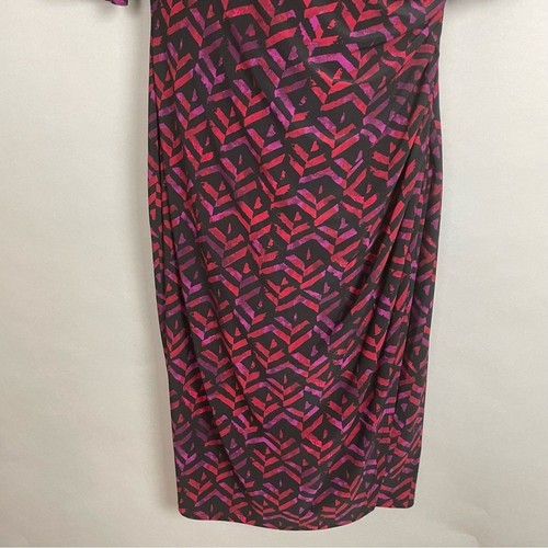 Abito Ralph Lauren finto avvolgente manica 3/4 taglia 6 maglia geometrica elasticizzato increspato - Foto 5 di 11