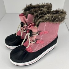 Cat  Jack Unisex Pink Thermolite Youth Leather Lace Up Size 2 Snow Boots
