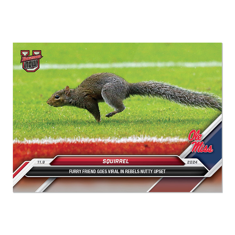 2024 Bowman U Now Football 41 Squirrel Ole Miss Rebels Furry Nutty Upset PR 1242