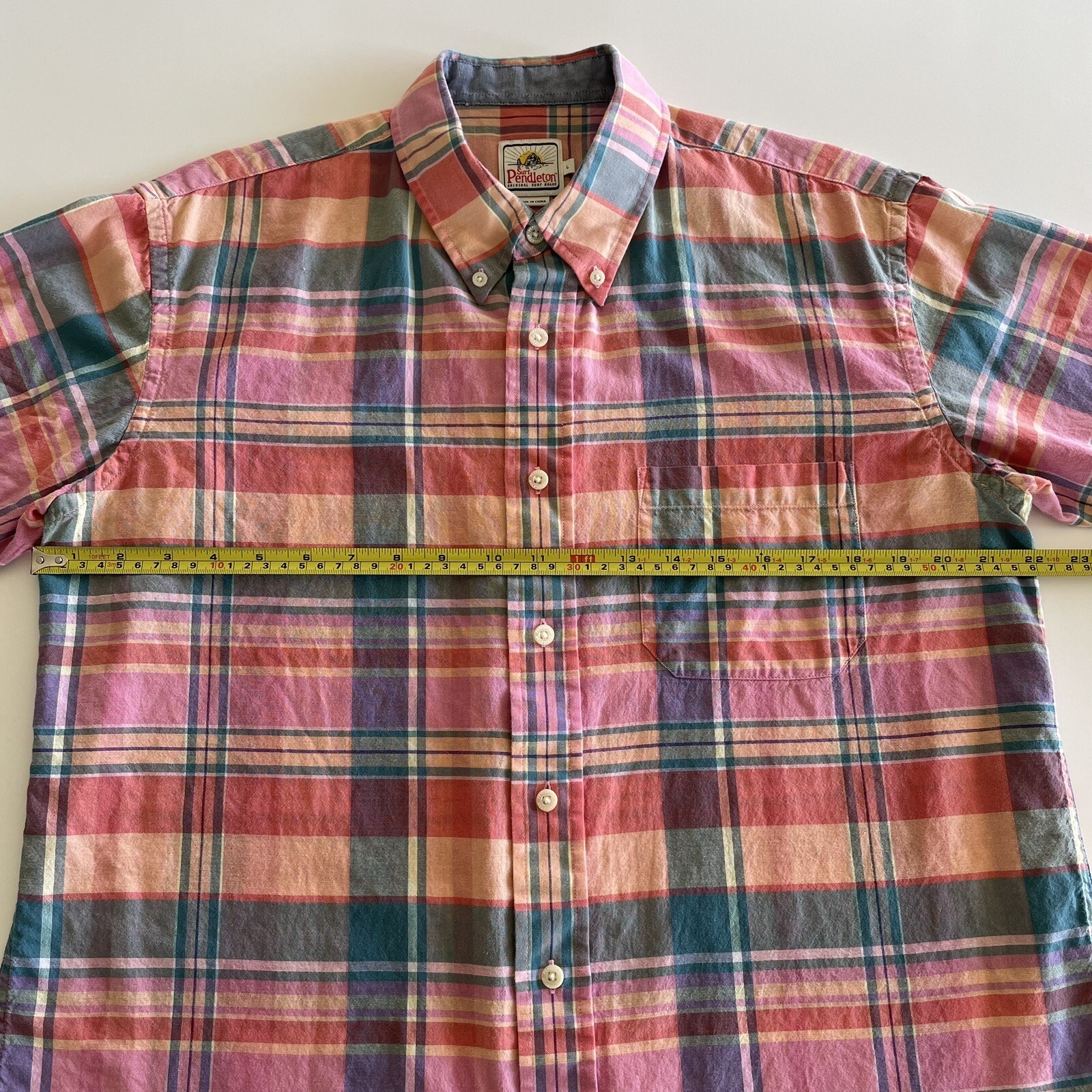 PENDLETON SURF MADRAS Button Down Shirt Size Larg… - image 8
