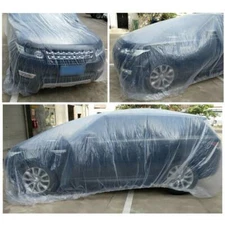 1-50PACK Clear Plastic Temporary Universal Disposable Car Cover Rain Dust Garage