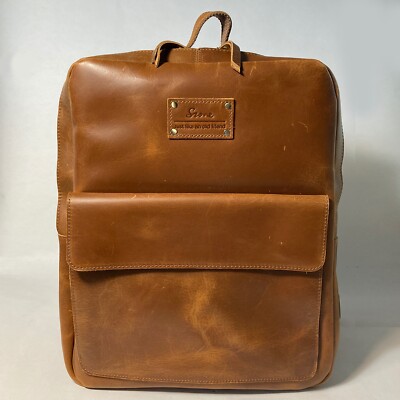 S-ZONE Large Genuine Leather Backpack with Padded Laptop Pocket, New