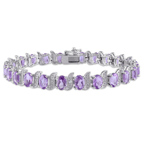 Amour Sterling Silver Amethyst and Diamond Accent Tennis Bracelet - Picture 1 of 5