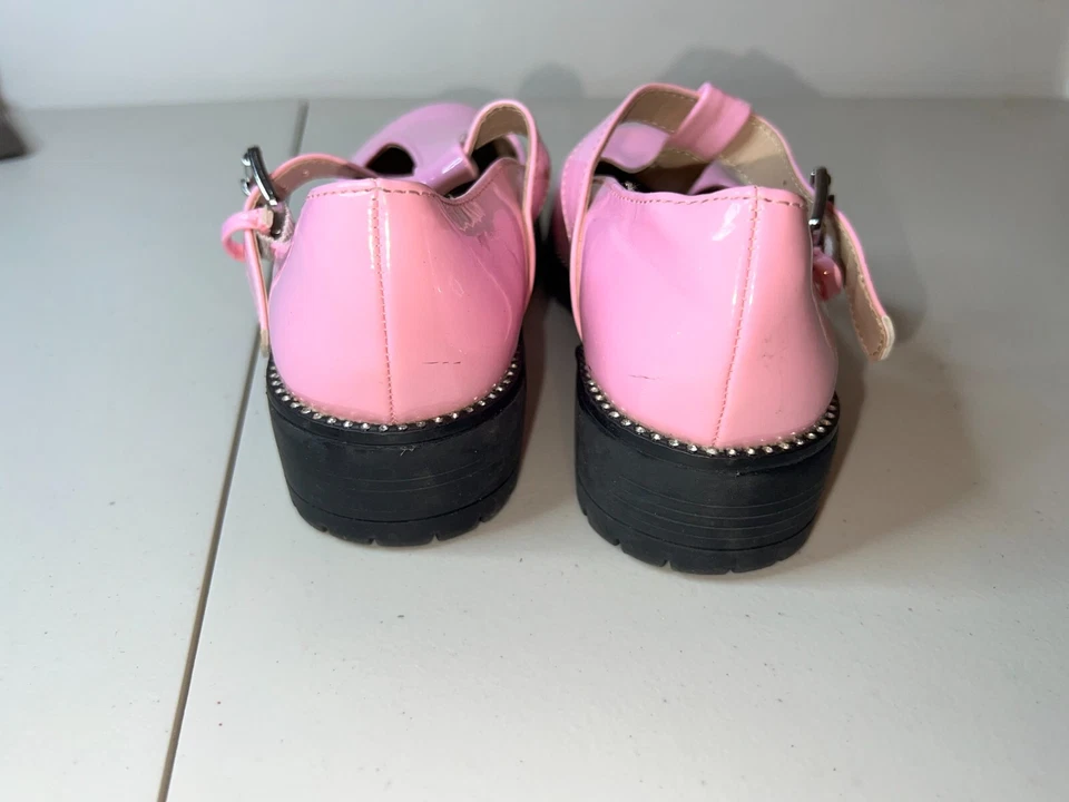 Steve Madden Jolie Mary Jane Flat Kids 1 correa en T con hebilla de cuero rosa - ¡SIN CAJA! Foto 3 de 4