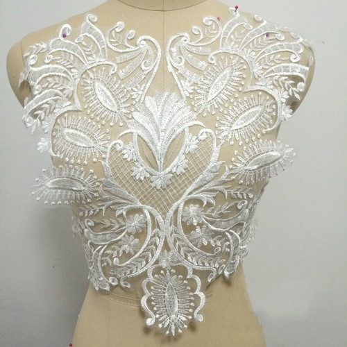 SUNMOVE Paire d'appliques brodées à paillettes en dentelle à coudre avec motif floral pour robe de mariée, loisirs créatifs (doré
