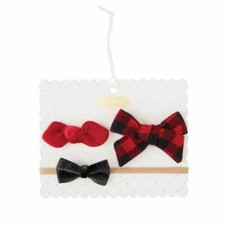 Mud Pie Holiday Kids Shoppe Buffalo Check Clip  Headband Set