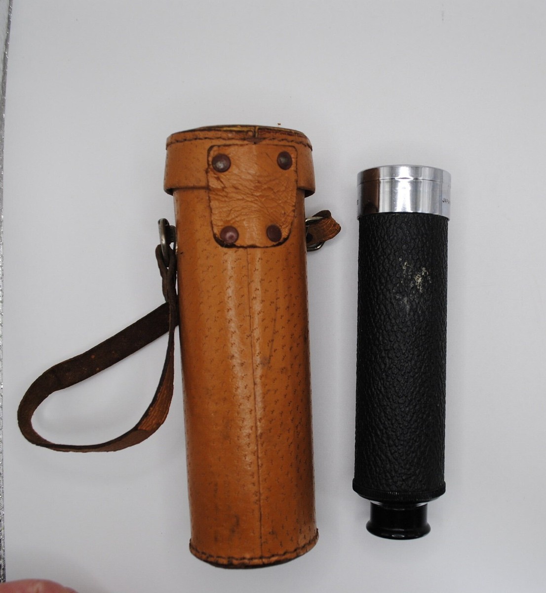 Vintage Tasco 25x30 mm Handheld Telescope Made Japan Brown Leather