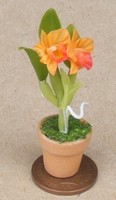 1:12 Scale Orange Orchid In A Pot Dolls House Flower Garden Accessory 53 1:12 Scale Orange Orchid In A Pot Dolls House Flower Garden Accessory 53