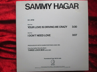 Sammy Hagar - Your Love is driving me crazy (1982)  USA 12'' Maxi PROMO  