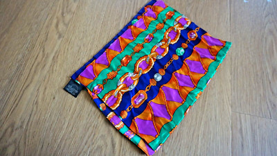 ST. JOHN Silk Oblong Scarf Harlequin Jewelry Diamonds