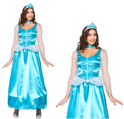 NEU Damen EISBLAUE PRINZESSIN Elsa Anna Aschenputtel Kostüm UK 6-24