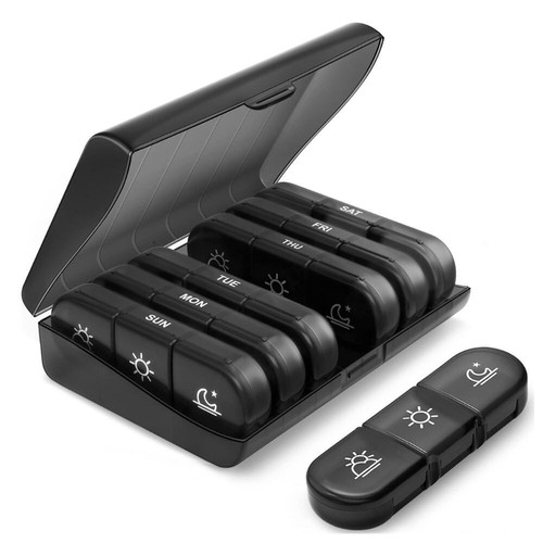 Weekly Pill Organizer 3 Times a Day, PULIV Portable Travel Pill Box 7 Day