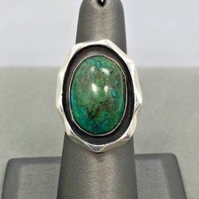 Vintage Taxco Mexico Sterling Silver J COMES Signed Turquoise Ring Size 6