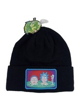NEW Rick and Morty Portal Drunk Rick Black Cuffed Beanie Cap Hat Bioworld