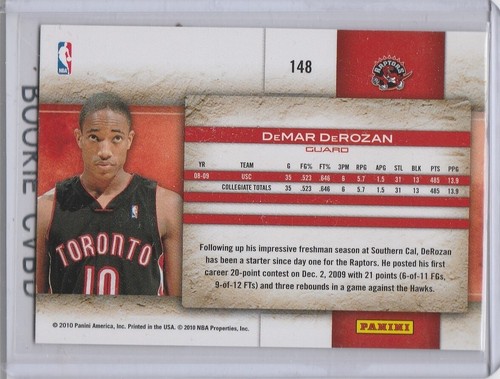 DEMAR DEROZAN Toronto Raptors Basketball ROOKIE CARD 2009 Panini Studio NBA RC! - Picture 2 of 2
