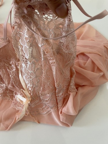 Women Sexy Lace Nude Pink Strap Chemise Nighties Sleepwear Sleep Dress Lingerie - Picture 6 of 11