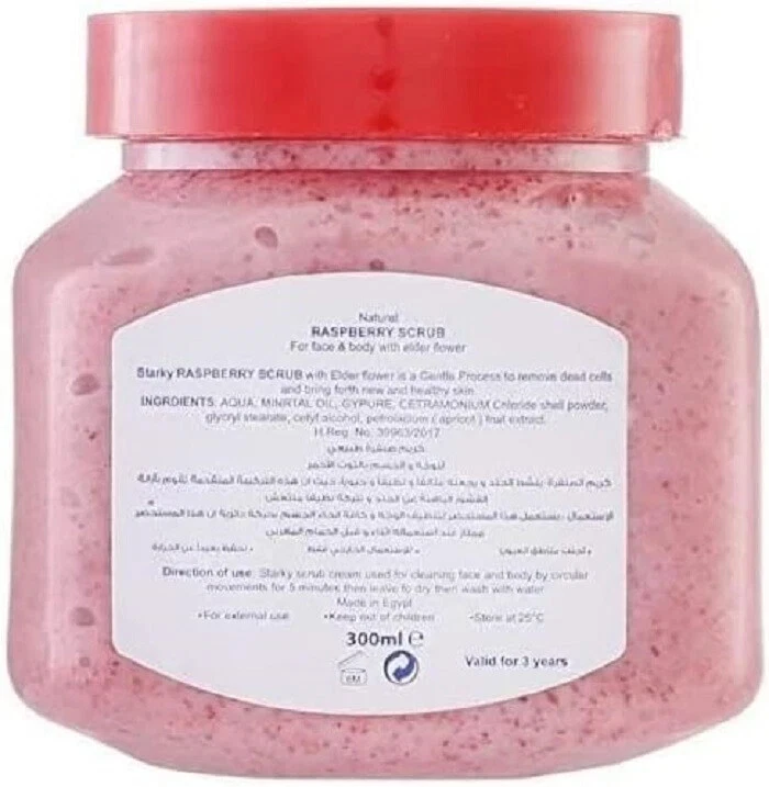 Starky natural scrub cream with raspberry for face and body - 300 ml - Image 2 of 3