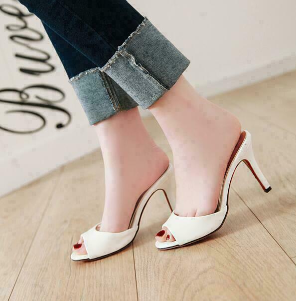 PANTOFOLA D’ORO Ciabatte donna sexy mules sandali pelle scarpe punta aperta tacco a spillo chic