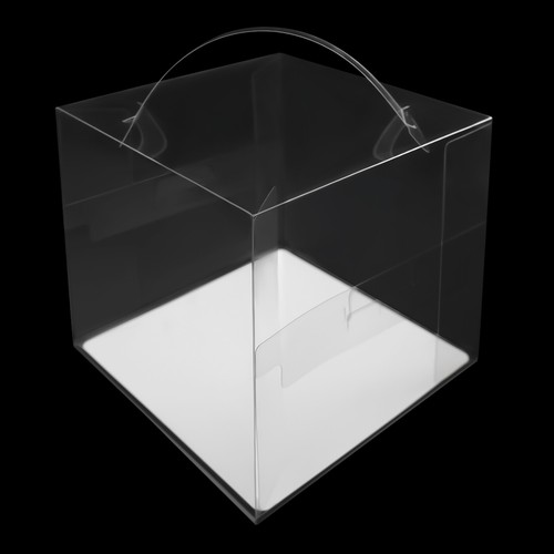 50 Pcs Clear Cake Boxes Plastic Cake Carrier with Lid and Handle 15*15*15cm New - Picture 10 of 14