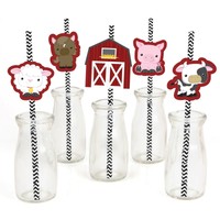 Farm Animals Paper Straw Decor - Baby Shower Or Birthday Party Striped Decora... on sale Farm Animals Paper Straw Decor - Baby Shower Or Birthday Party Striped Decora... on sale