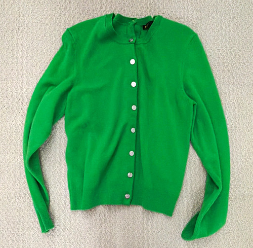 Maje Women’s Green Solid Knit Crew Neck Button-Front Cardigan Sweater 2