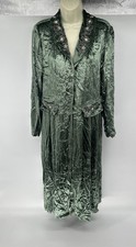 April Cornell Emerald Green Crushed Velvet Gatsby Duster Sz XS Luxe Festival