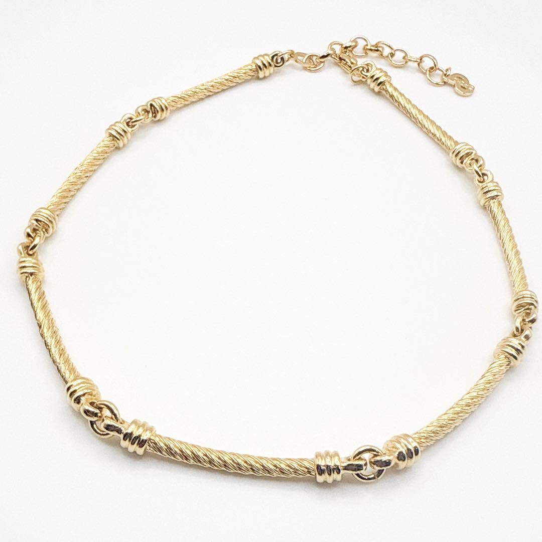 Vintage 90s Dior CD Logo Necklace Gold Silver Unisex Japan Rare