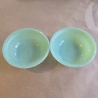 Jadeite Fire King Vintage Jane Ray Green Ribbed Fruit Dessert Bowl   7/8”