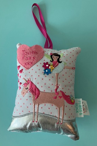 Tooth Fairy Pillow with Pocket for Kids - Floss & Rock - Unicorn Pink Flowers